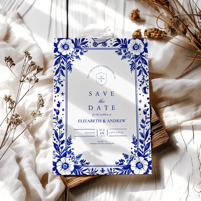 Save The Date Mariage Delft Blue White Chinoiserie (Créateur téléchargé)
