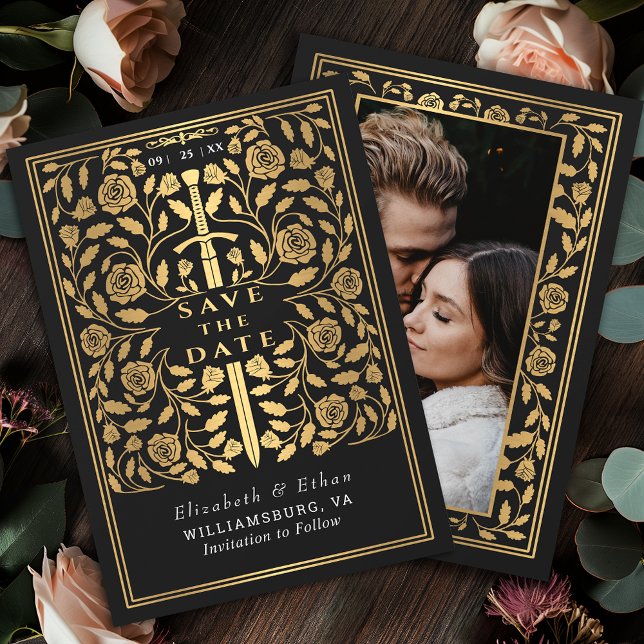 Save The Date Mariage d'épée médiévale noire (Créateur téléchargé)