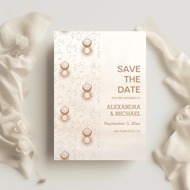 Save The Date Mariage des étoiles célestes d'or mystique (Créateur téléchargé)