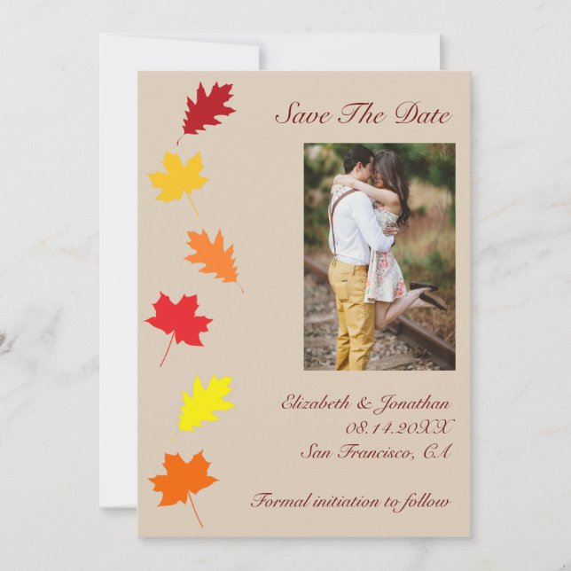Save The Date Mariage des feuilles automnales (Devant)