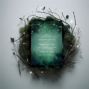 Save The Date Mariage des feux de fée d'émeraude de forêt enchan