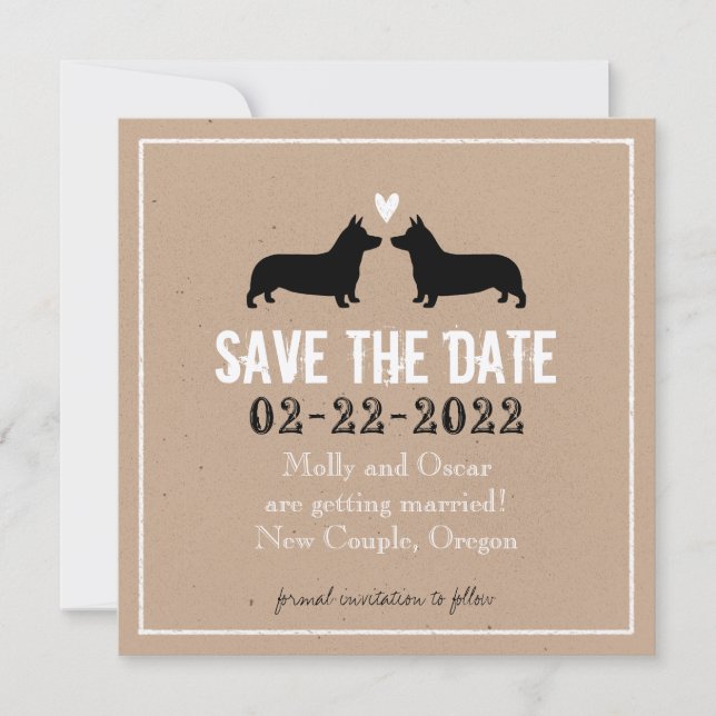 Save The Date Mariage des Pembroke Welsh Corgis Enregistrer la D (Devant)