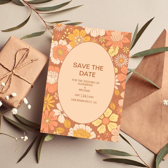 Save The Date Mariage des tonalités à thème des années 70 Super  (Créateur téléchargé)