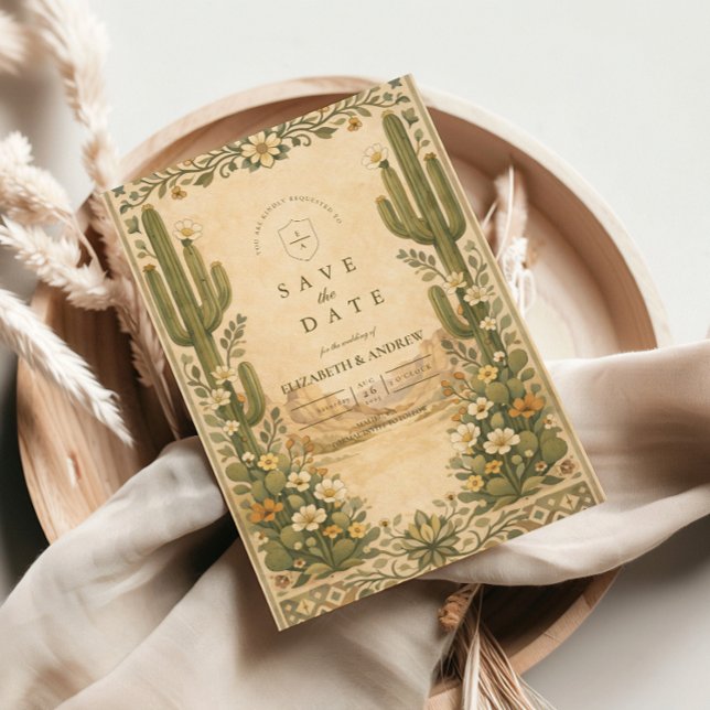 Save The Date Mariage Désertique Botanique Terreux (Créateur téléchargé)
