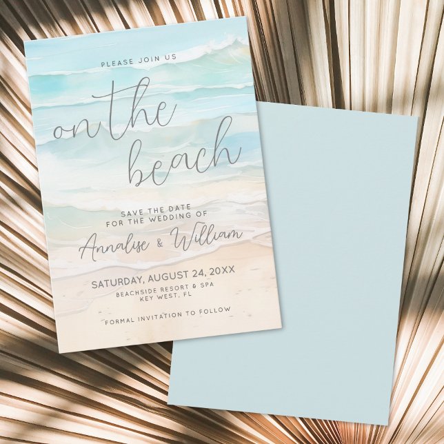 Save The Date Mariage d'été à l'aquarelle sur la plage (Watercolor Summer On The Beach Wedding Save the Date)