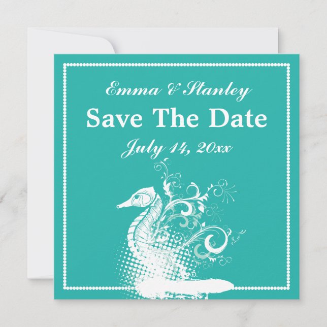 Save The Date Mariage d'été bleu blanc (Devant)