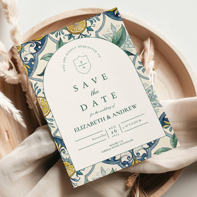 Save The Date Mariage d'été botanique aux agrumes (Créateur téléchargé)