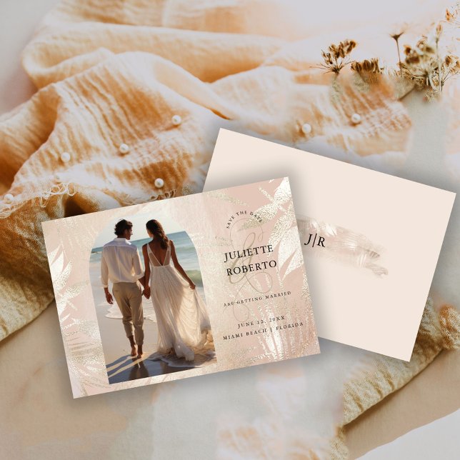 Save The Date Mariage d'été de feuille de palmier tropicale bros (Créateur téléchargé)