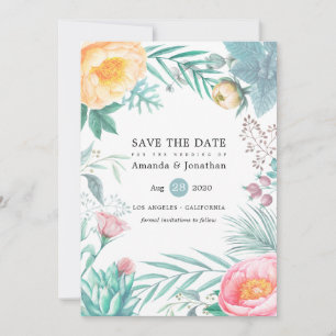 Save The Date Mariage d'été de plage florale tropicale