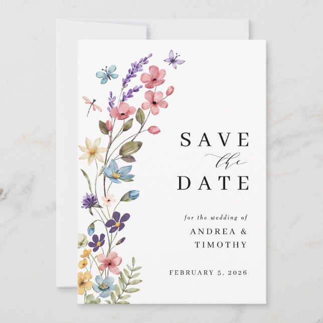 Save The Date Mariage d'été du printemps fleur sauvage (Devant)