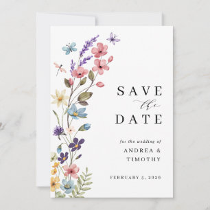 Save The Date Mariage d'été du printemps fleur sauvage