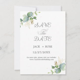 Save The Date Mariage d'été Eucalyptus de verdure rustique.