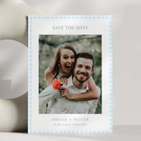 Mariage d'été mignon à carreaux Gingham bleu clair