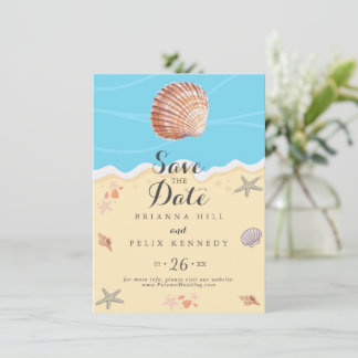 Save The Date Mariage d'été Minimal Blue Ocean