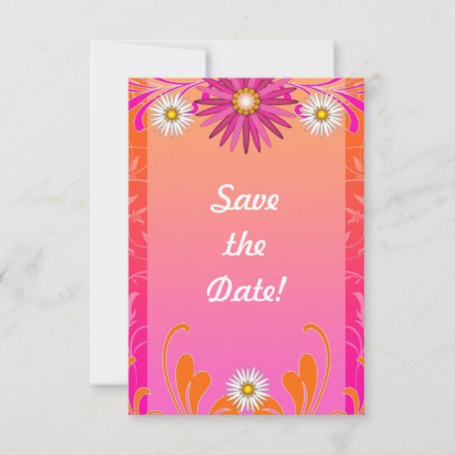 Save The Date Mariage d'été rose et orange (Devant)