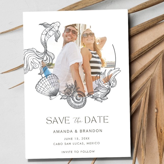 Save The Date Mariage d'été sur la plage - Enregistrez la date (Beach Photo Summer Wedding Save The Date)