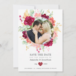 Save The Date Mariage d'eucalyptus floraux de Bourgogne et de Bl