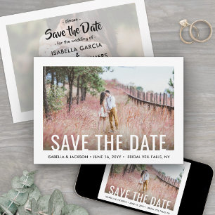 Save The Date Mariage Deux Photos avec Superposition de Typograp