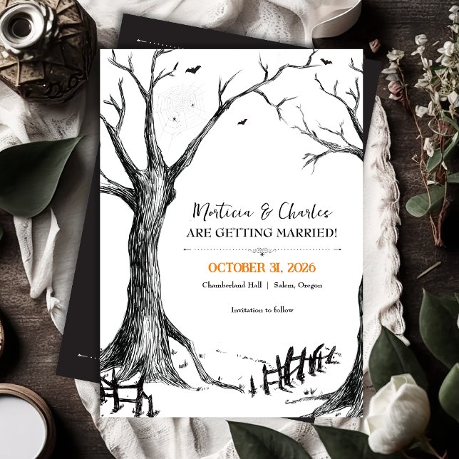 Save The Date Mariage d'Halloween Arbre de la veille de la Touss (Créateur téléchargé)