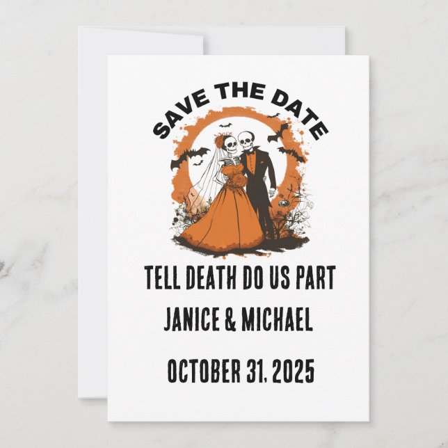 Save The Date Mariage d'Halloween orange Enregistrer la date (Devant)