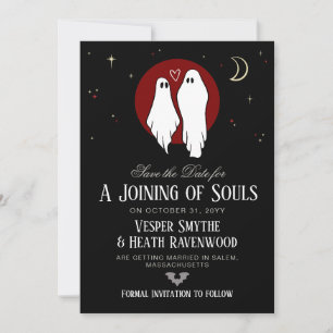 Save The Date Mariage d'Halloween pour l'Union des Âmes Rouges