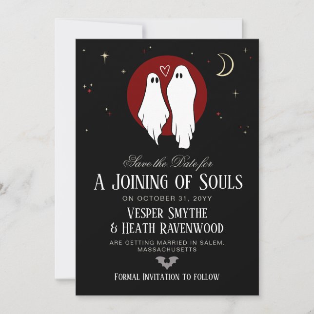 Save The Date Mariage d'Halloween pour l'Union des Âmes Rouges (Devant)