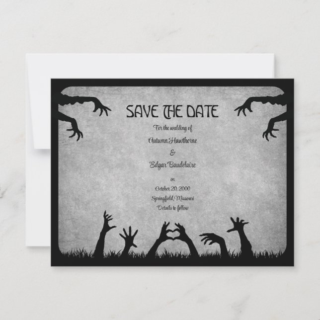 Save The Date Mariage d'Halloween Zombie Horreur (Devant)