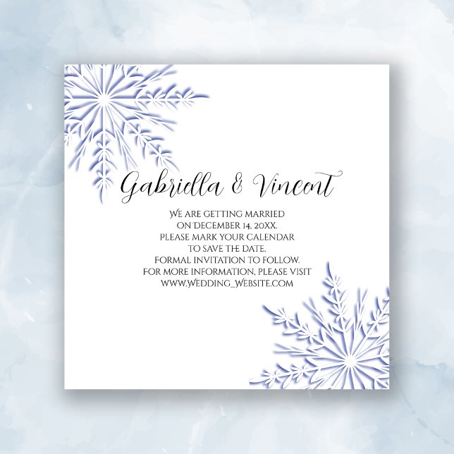 Save The Date Mariage d'hiver flocon de neige bleu, enregistrez  (Créateur téléchargé)