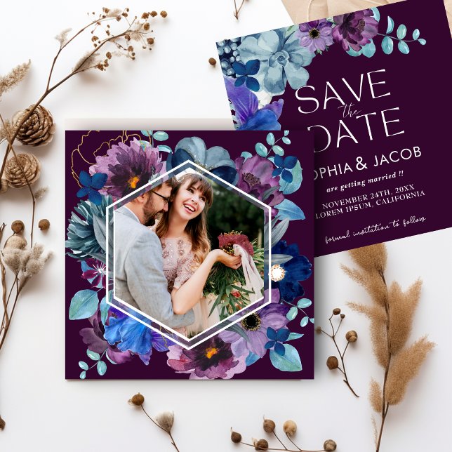 Save The Date Mariage d'hiver magenta floral vif et audacieux (Créateur téléchargé)
