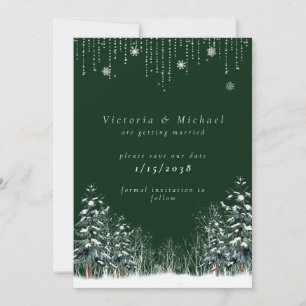 Save The Date Mariage d'Hiver Pins Flocons de Neige
