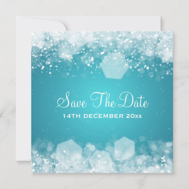 Save The Date Mariage d'hiver Sparkling Nuit Bleue (Devant)
