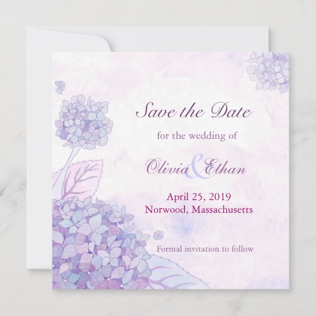 Save The Date Mariage d'Hydrangea Enregistrer la date (Devant)