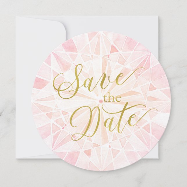 Save The Date Mariage Diamant Rose Enregistrer La Date (Devant)