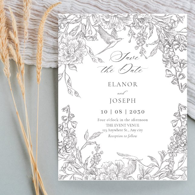 Save The Date Mariage d'illustration florale (Créateur téléchargé)