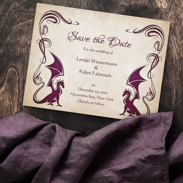 Save The Date Mariage d'Imaginaire médiéval Dragon (Créateur téléchargé)