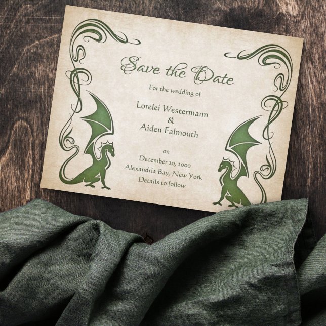 Save The Date Mariage d'Imaginaire médiéval Dragon (Créateur téléchargé)