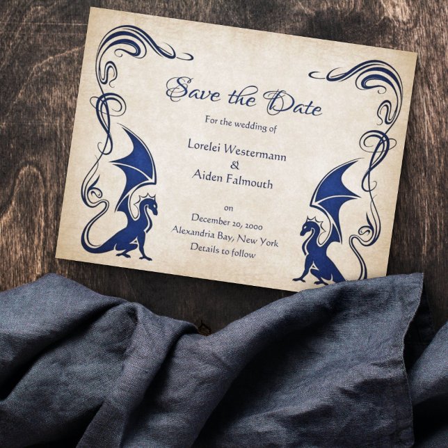 Save The Date Mariage d'Imaginaire médiéval Dragon (Créateur téléchargé)