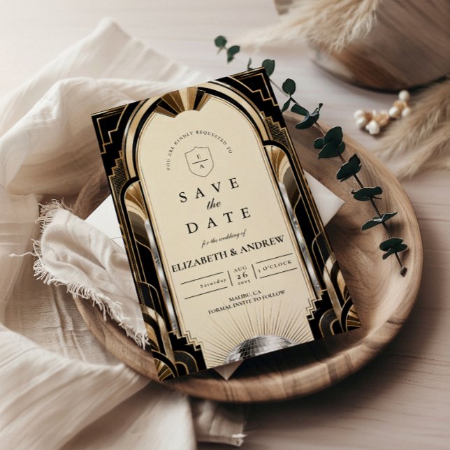 Save The Date Mariage disco Art Déco glamour (Créateur téléchargé)