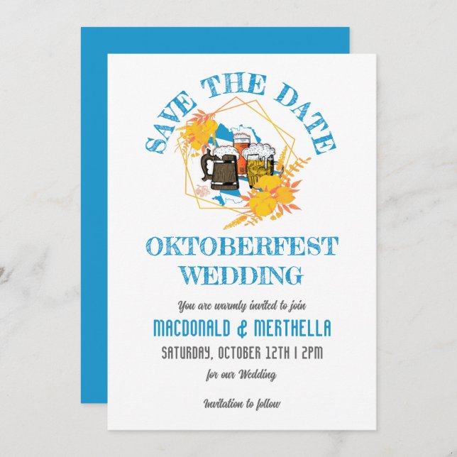 SAVE THE DATE MARIAGE D'OCTOBERFEST (Devant / Derrière)
