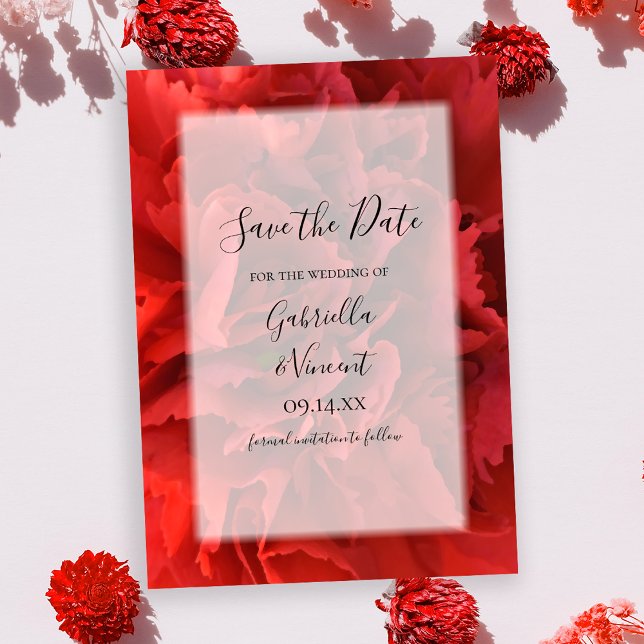 Save The Date Mariage d'oeillets à la florale rouge Enregistrer  (Créateur téléchargé)