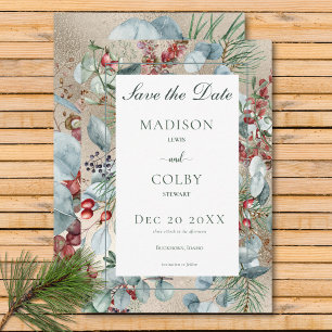 Save The Date Mariage d'or pour Noël d'hiver