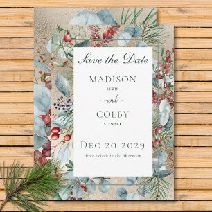 Save The Date Mariage d'or pour Noël d'hiver