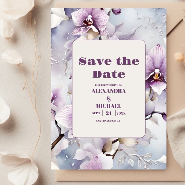 Save The Date Mariage d'orchidée pourpre (Créateur téléchargé)