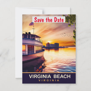 Save The Date Mariage Doré sur le Front de Mer de Virginie Beach
