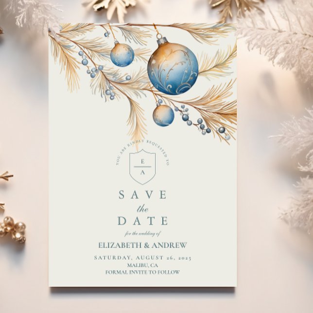Save The Date Mariage d'ornement bleu Dusty (Créateur téléchargé)
