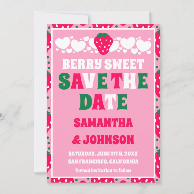 Save The Date Mariage doux de la fraise et de la baie (Devant)