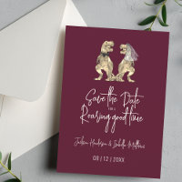 Mariage drôle de dinosaure mariée et marié bordeau