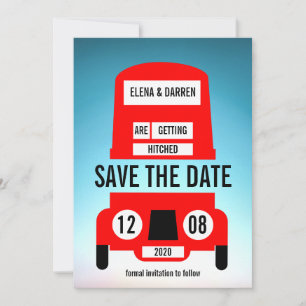 Save The Date Mariage du bus rouge de Londres