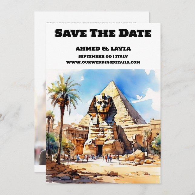 Save The Date Mariage du Caire enregistrer la date Sphinx pyrami (Devant / Derrière)