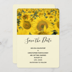 Save The Date Mariage du champ de tournesol jaune